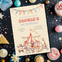 Cute Circus Birthday Invitations and Party Pieces