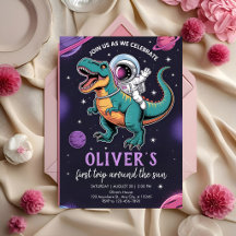 Space Explorer Dinosaur Party Invitation