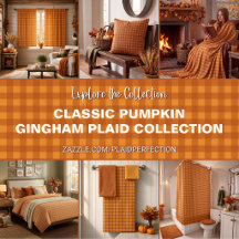Classic Pumpkin Gingham Plaid Autumn Fall