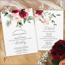 Elegant Burgundy Blush Watercolor Floral Wedding