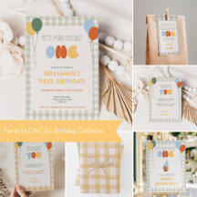 Fun to be ONE Green Gingham Balloons Collection