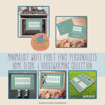 Minimalist White Picket Fence on Green