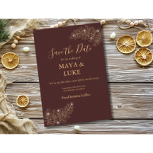 Modern Deep Burgundy Save the Date Invitations