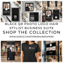 Black QR Photo Logo Hair Stylist Business Suite
