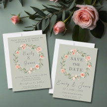 Romantic rose wreath with greenery collection