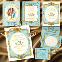 Baroque Regency Faux Gold Blue Wedding 