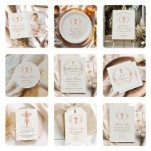 Pink Floral Cross Girl Baptism