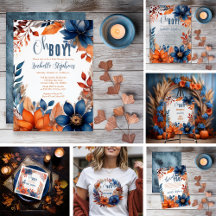Blue | Terracotta Oh Boy Fall Floral Baby Shower