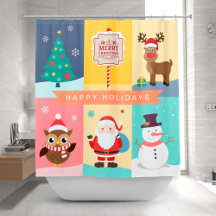 Shower Curtains: Christmas Holiday Shower Curtains