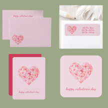 Customize watercolor roses layered in heart pink