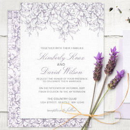 Lavender Romance Floral Wedding Invitations 