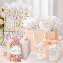 SPRING FLORAL GIFT WRAP, GIFT BAGS & TISSUE PAPER
