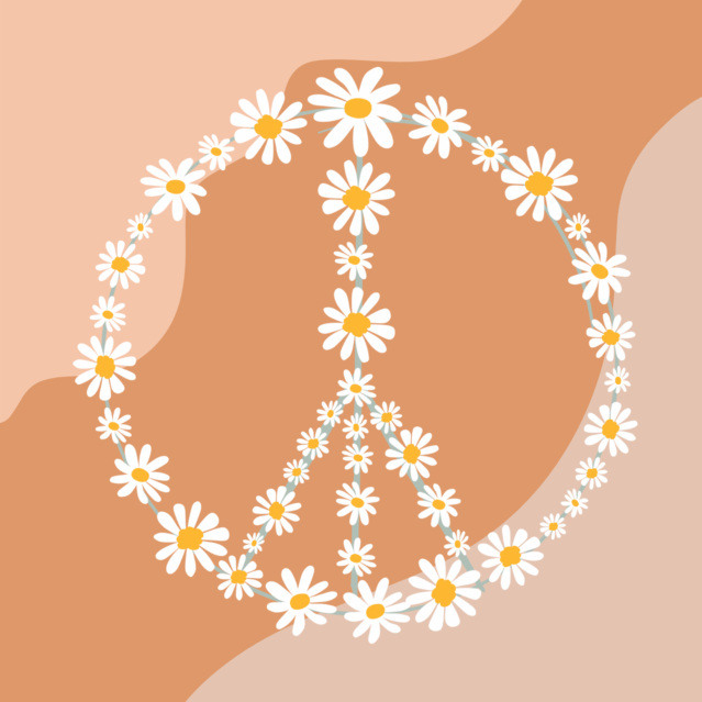 Peace Sign in the form of flowers to celebrate United Nations Day