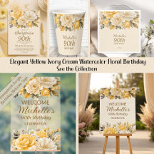 Elegant Yellow Ivory Cream Watercolor Floral