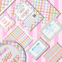 Modern Colorful Plaid Baby Shower Theme
