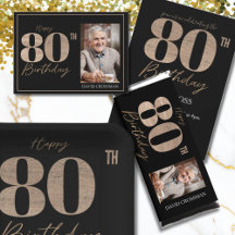 Elegant Black & Gold 80th Birthday Collection
