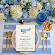 Airplane Baby Shower Baby Boy Blue Whimsical 
