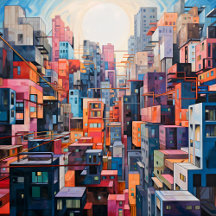 Geometric City Painting