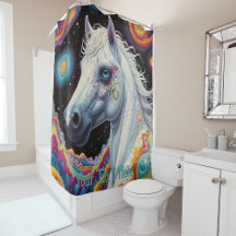 Horse Shower Curtains Cosmic Psychedelics