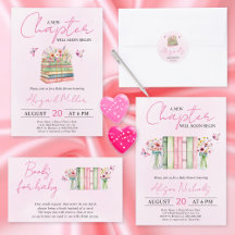 A New Chapter Begins books pink girl baby shower