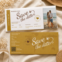 Boarding Pass Wedding Save the Dates Ticket