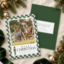 Green Plaid & Watercolor Nutcracker Christmas
