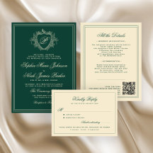 Classic crest monogram emerald green wedding