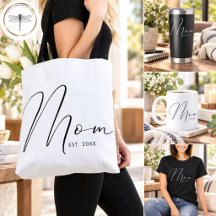 Mom Established Script Black Mother's Day Gifts