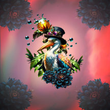 Funny pelican with steampunk hat