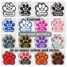 Custom Dog Paw Print Car Magnets and Decals