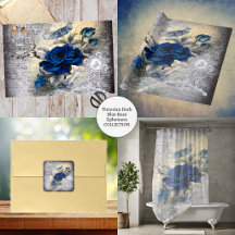 Victorian Dark Blue Rose Ephemera by 3Cattails