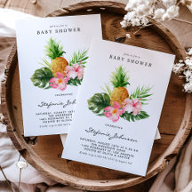 Tropical Pineapple Hibiscus Baby Shower Collection