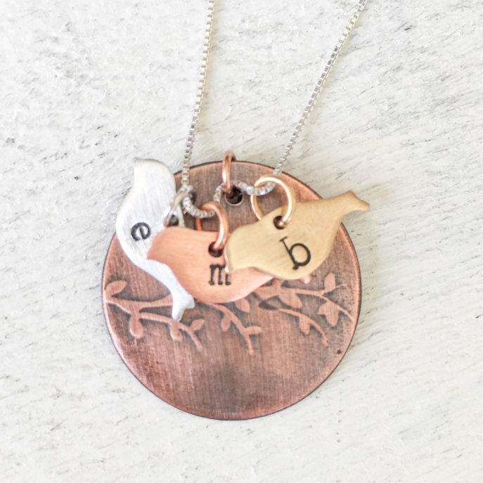 Silver, Copper, Brass Family Tree Necklace