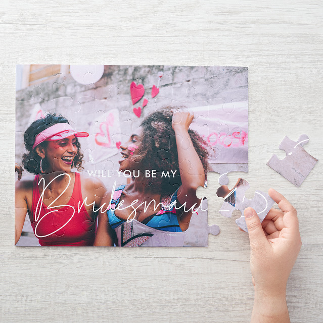 Minimalist Will you be my bridesmaid photo Jigsaw Puzzle