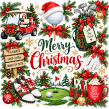 Merry Christmas Golf Watercolor Holiday Collection
