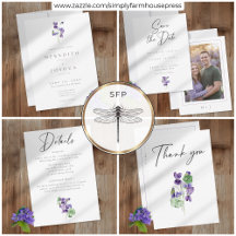 Violet Watercolor Minimalist Elegant Wedding