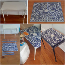 Inky Blue 2 Traditional Bone Inlay Decoupage Paper