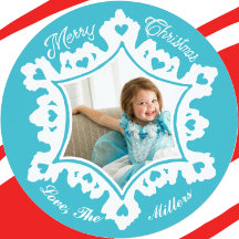 Photo Holiday Card Set: Turquoise Snowflake