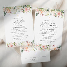 Pink and White Flowers Baptism/First Communion