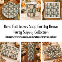 Boho Fall Leaves Sage Earthy Brown Party Supplies