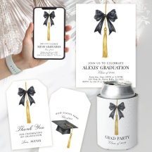 Black Bow Coquette Graduation Party Prints