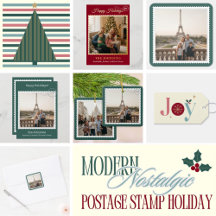 Modern Nostalgic Postage Stamp Holiday