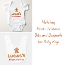 Matching Christmas Bibs and Bodysuits for Boys