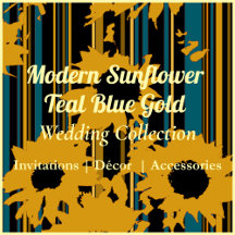 Modern Sunflower Teal Blue Gold Wedding Collection