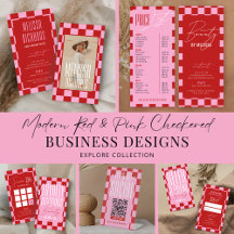 Trendy Retro Pink Red Groovy Business Marketing 
