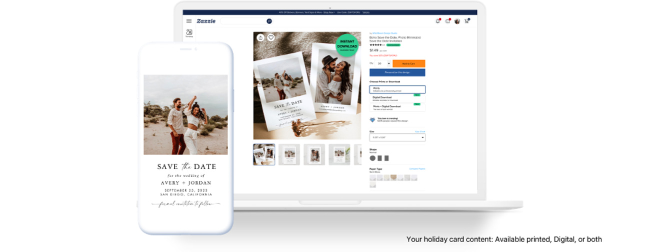 Your holiday card content: Available printed, Digital, or both