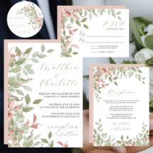 Spring Flowers Watercolor Pink Wedding Collection