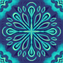 Decorative Blue Snowflake Boho Pattern