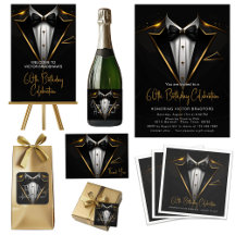 Mens Black Gold Birthday Party & Event
