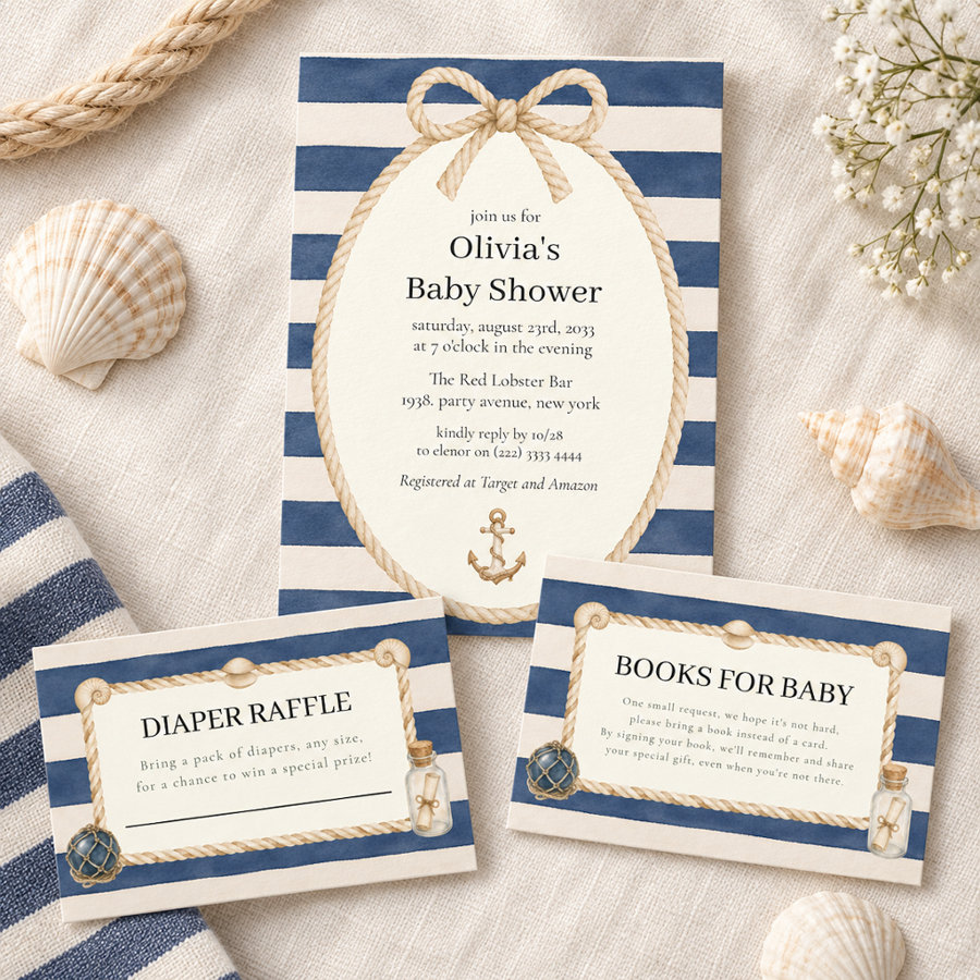 Navy Nautical Baby Shower   Anchor & Stripes